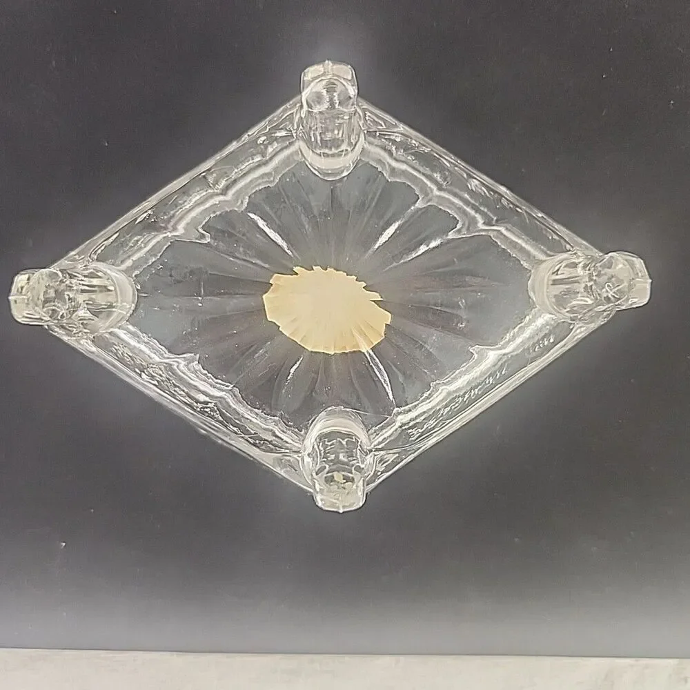 Ashtray Molded Crystal Glass Four Footed 5.25
